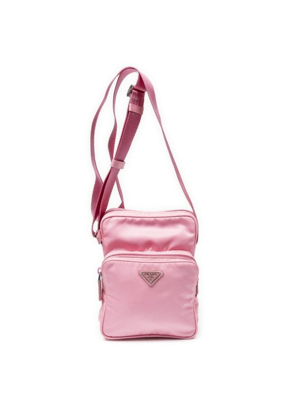 Prada Front Slip Pocket Crossbody Pink Nylon Canvas